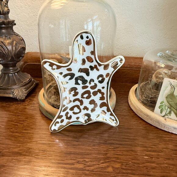 Leopard Jewelry Tray Porcelain 6" Gold and white - Picture 8 of 9